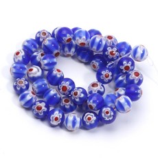 쥬얼리 제작용 무라노 램프워크 꽃 원형 유약 유리 구슬 DIY 팔찌 목걸이 수제 공예 액세서리 46 개 8mm, 8mm 46pcs, C05720