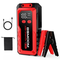 BSMOOM 3000A 자동차 보조배터리 긴급시동 점프스타터 12V 모든 차량 사용가능, 1개, 8000mAh