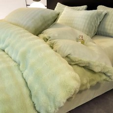 산호 플리스 침구 급 토끼털 벨벳 밀크 커버 이불 싱글, F. 우아한 녹색