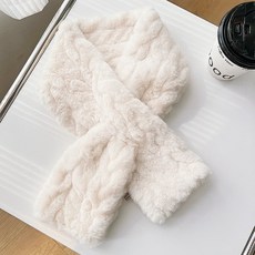 優選好物 韓版 加厚版 軟糯 毛毛圍脖 女純色百搭交叉短款仿獺兔圍巾 秋冬毛領子騎車保暖圍巾 學生百搭圍巾交換禮物