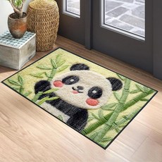 모던 기하학적 원형 미끄럼 방지 부분 러그 61.4 x 91.4cm(2 x 3피트) - 블루 오렌지 추상 패턴 낮은 파일 카펫 거실 사무실 입구 세탁 가능한 현대적인 바닥, 귀여운 판다