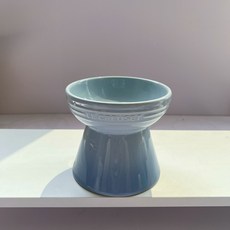 고양이수반 대형견밥그릇 강아지, 캔과 스푼 포함, 1개, 높은 다리 스카이블루