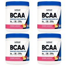 뉴트리코스트 BCAA 파우더 2:1:1 라즈베리 레모네이드, 4개, 319g