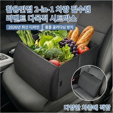 우디젠트 차량 보조석 조수석 수납함 정리함 겸 허리쿠션 등쿠션 수납 허리받침, 블랙, 1개