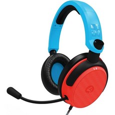 4Gamers C6100 빨강 및 파랑 오버이어 게이밍 헤드셋 PS4PS5 Xbox Switch PC 호환 유연한 마이크 3.5mm 잭 1.5m 케이블 가벼운 편안하고 내구성