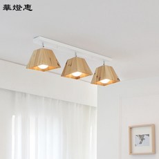 北歐時尚吸頂燈，餐廳實木過道燈，日式原木韓式服裝店裝飾燈具, 雙頭黑色-不含光源