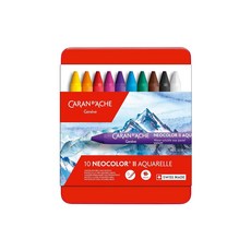 CARAN d'ACHE 瑞士卡達 NEOCOLOR II 水溶性蠟筆 10色組, 1個