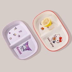 Keyiyijia 산리오 나눔 접시 2개입 KP002, 1세트, 화이트 + 퍼플