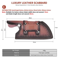 고급 셰프 나이프 칼집 소가죽 커버 정육점 칼날 가드 보호 케이스 스테이크 및 뼈대 포켓, 04 1