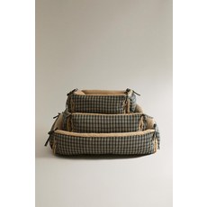 ZARA 자라 반려동물용 깅엄 체크 침대 - 블루 4373/009/400 125993, 17 x 30 x 35 cm