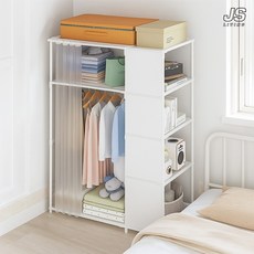 JS리빙 튼튼한 드레스룸 행거 대형 화이트 침실 인테리어 간이 수납장 원룸 자취방 옷장 조립식 스탠드 옷걸이 행거 대용량 비키니 옷장 4단 @JS_MD:0454215-EIRUQKJ