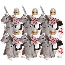 중세 유럽 기사단 피규어 판금 기사 나이트 전사 템플러 로마군 십자군 창병, 32 적색 성묘 기사단(6쌍), 1개
