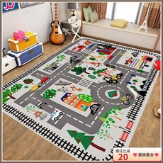 瀾錦書捨 兒童地毯爬行墊 兒童早敎遊戲地毯 車道地墊 兒童地墊 停車場地墊 汽車地墊 汽車遊戲墊 交通遊戲墊 車車地墊, 停車場-黑,60*90cm