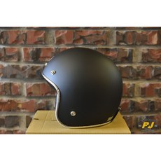 P&J 捷寶 EVO 復古 3/4 安全帽 消光黑 精裝版, 1個, M