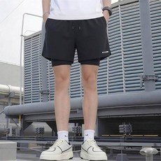 運動短褲 男生 夏季 輕薄透氣 涼感 速乾 運動褲 寬鬆, 黑色