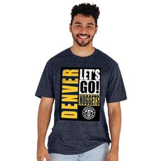 블루 84 NBA 공식 라이선스 트라이블렌드 티셔츠 빈티지 아치 팀 색상, 덴버 너겟