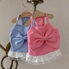강아지 정돈 빅리본 나시 원피스 핑크 1P 시원한 여름 치마, 1개, 단일상품1