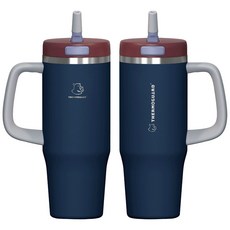 THERMOGUARD樂唯鈦跳杯1000ml大容量彈跳吸管保溫杯, 1個, 1000ml, 酷夜藍【升級鈦陶瓷內膽】