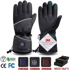 난방 장갑 3M 면 겨울 손 따뜻하게 전기 열 장갑 방수 가열 사이클링 오토바이 자전거 스키 야외, 01 Bk Heating glove AA