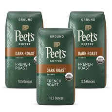 Peet's Coffee 피츠 커피 다크 프렌치 로스트 분쇄 커피 298g, 3개