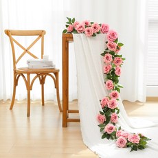 다이리슨 고퀄리티 넝쿨 조화 180cm, 큰 꽃송이 줄장미 핑크, 2개