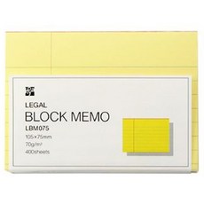 Time Value Legal Block 便條紙 105 x 75mm LBM075, 1個, 400張, 黃色