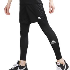 adidas 愛迪達 男款短褲打底褲套裝+時尚口罩