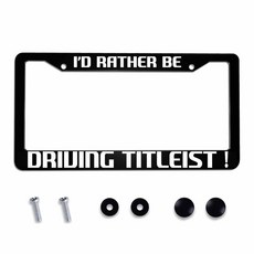 Amcove 번호판 프레임 I'd Rather Be Driving Titleist 타이틀리스트 스테인리스 스틸 프레임 구멍 2개 및 무료 나사 포함 30.5 x 16.5cm(, A065