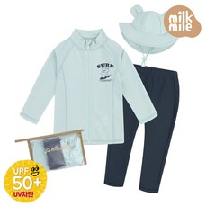 [밀크마일] 서프베어짚업래쉬가드상하복(플랩캡세트)