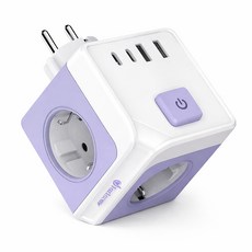 [2026년형]폭스룸 USB C타입 4000W 고출력 가전 안심사용 큐브 멀티탭, 1개, 퍼플, 7.6cm