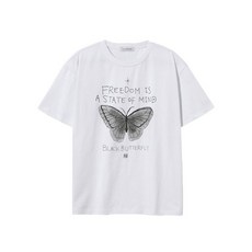 밈더워드로브 MIMTHEWARDROBE 블랙 버터플라이 티셔츠 화이트