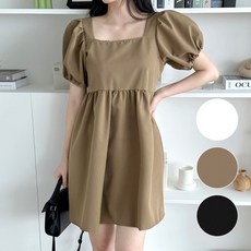 미니 퍼프 드레스 여성 반팔 플레어 원피스 스커트