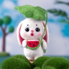 치프몰 양모펠트 DIY 패키지 세트, 444_연잎 긴귀 토끼, 1개