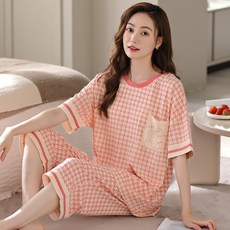 夏季莫代爾短袖七分褲寬鬆休閒圓領家居服