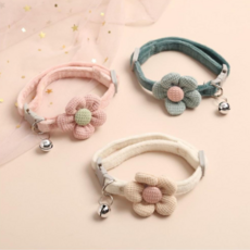 나나봉봉 (1+1) 강아지 방울 꽃 목걸이 고양이 플라워 포인트 목걸이, 1개, 인디핑크+인디그린