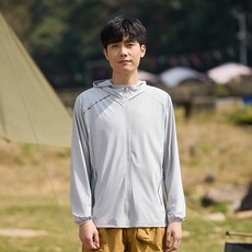 防曬外套女生大尺碼速乾透氣夏天休閒運動外套吸濕排汗冰絲涼感外套跑步登山連帽外套遮陽防水工作服輕量輕薄外套防曬衣外套HS5315防曬衣, 男-淺灰
