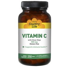 Country Life 維他命C 500mg咀嚼錠 玫瑰果口味, 1個, 250 件