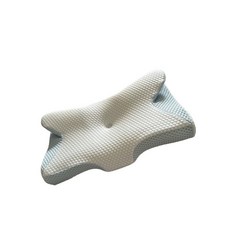 涼感蝶型記憶枕 4D人體工學 頸椎支撐 幫助睡眠止鼾 碟型冰涼枕, 1個, 淺藍色