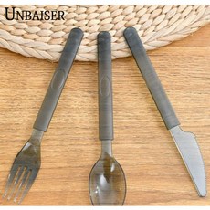 UNBAISER- 100 200 500 1000 대/몫 PS 일회용 나이프 포크 스푼 블랙 투명 고급 서양 식기 도매, 나이프와, 200개