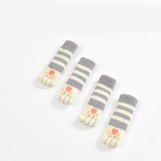 貓掌椅腳套 桌腳墊 針織防刮靜音, 1個, 深灰條紋(單支)