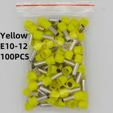 100PCS팩 E10-12 튜브 절연 단자 10MM 케이블 와이어 커넥터 절연 프 단자 커넥터, 01 100pcs, [03] Yellow