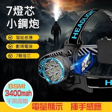 感應頭燈 LED 頭燈 感應頭燈 強光頭燈 釣魚燈 夜釣 露營燈, 1個, 頭燈+原廠2200mah電池X2