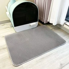 초대형 고양이 쓰레기 매트 헤비 듀티 방수 2 레이어 미끄럼 방지 빨 수있는 애완 동물 바닥 보호기 쓰레기 상자 모래 스토퍼, gray, 1개