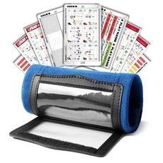 1NMORE 5v5 7v7 축구 손목 밴드 플레이북 시스템 청소년용 쿼터백 코치 플레이 스티커 및 PVC 카드가 있는 깃발 밴드 (화이트 5 ON 온 5), 미디엄, 블루