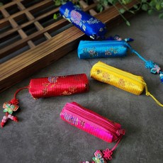 한국민예 전통 꽃무늬 누비 도장지갑 파우치 외국인선물 기념품, 파랑, 1개