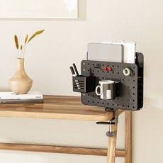 엔산마운트 PEG-LAPTOP(B/W) 페그보드 무타공 책상고정 타공판, 블랙, 1개