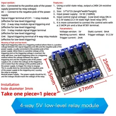 1PCS 5V 1/2/4 채널 솔리드 스테이트 릴레이 모듈 Arduino 용 저항 퓨즈가있는 고/저 레벨 SSR G3MB-202P 2, [04] 4-way 5V low level