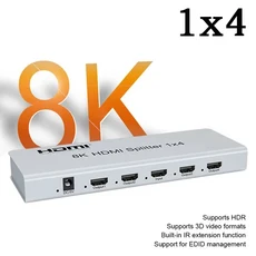 8K 60Hz 1x4 HDMI Splitter1 In 4 Out 비디오 분배기 DVD PS4 카메라 PC TV 용 EDID 다운 스케일링 기능이, 03 8K 1X4, 02 US Plug