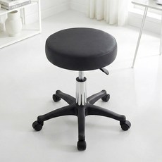 벨라까사 높이조절 가죽 원형 회전 바퀴 보조의자, 블랙, 1개