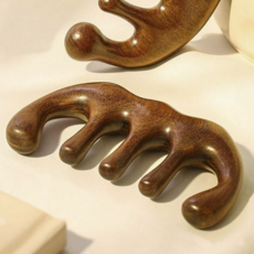 우드 괄사 마사지기 백단향 두피 나무 괄사 마사지기 전신 브러쉬 긁개 헤어